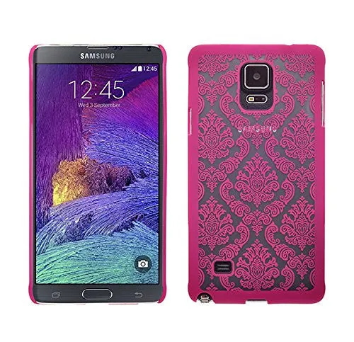 Samsung Galaxy Note 4 Case, Ultra Slim Damask Vintage Hard Case Cover for Galaxy Note 4 - Hot Pink