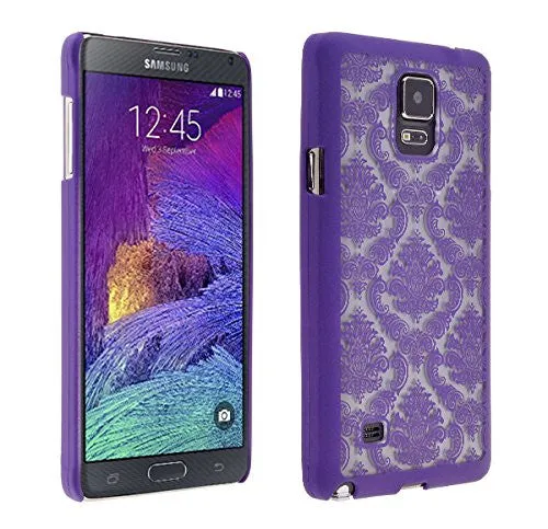 Samsung Galaxy Note 4 Case, Ultra Slim Damask Vintage Hard Case Cover for Galaxy Note 4 - Purple