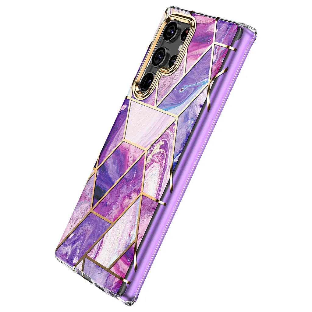 Samsung Galaxy S22 Ultra 5G Max| Marble Shockproof Bumper Stylish Slim Phone Cases |Purple Marble