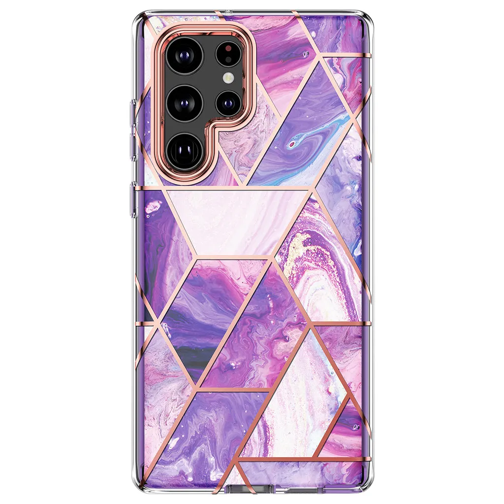 Samsung Galaxy S22 Ultra 5G Max| Marble Shockproof Bumper Stylish Slim Phone Cases |Purple Marble