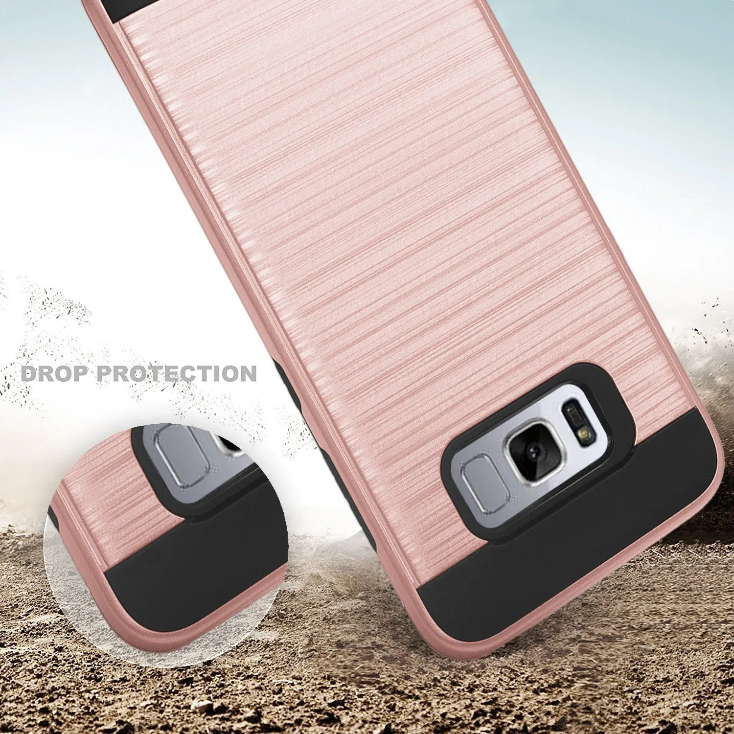 Samsung Galaxy S8 Plus Case, Slim Dual Layered[Shock Resistant] Hybrid Case Cover - Brush Rose Gold