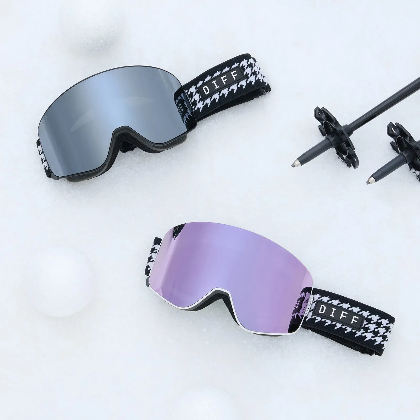 SNOW GOGGLES - FROST   HOUNDSTOOTH   LILAC MIRROR   POLARIZED SUNGLASSES