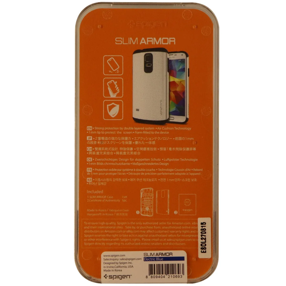 Spigen Slim Armor Series Dual Layer Hard Case for Samsung Galaxy S5 - Blue/Black