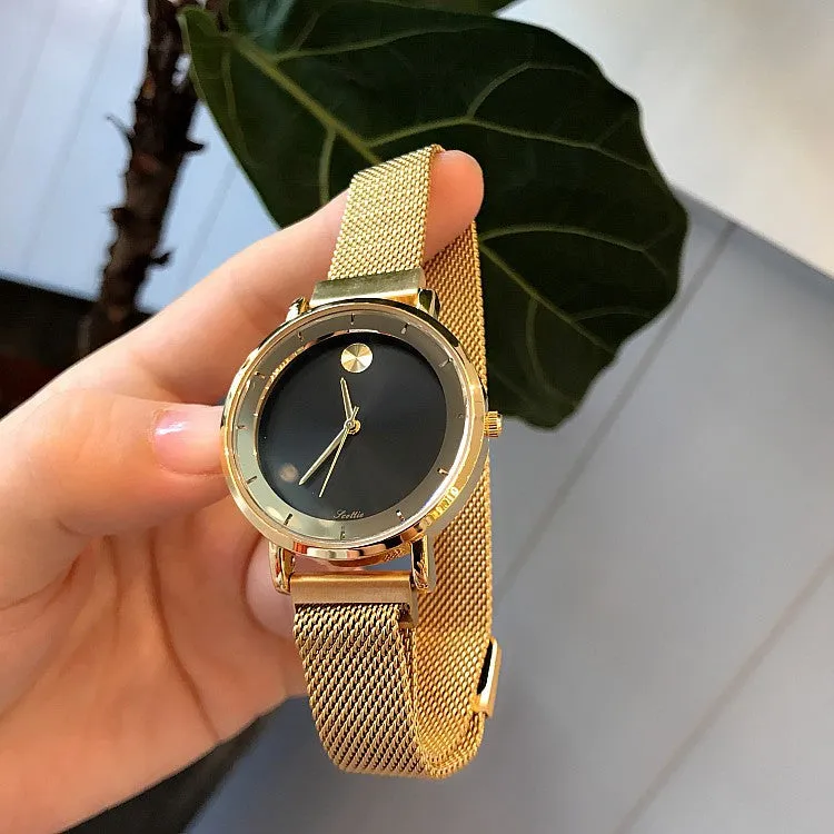 Starry Pattern Mesh Strap Women's Watch