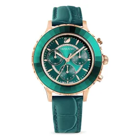 Swarovski Octea Lux Chrono Ladies Green Rose Gold Watch 5452498