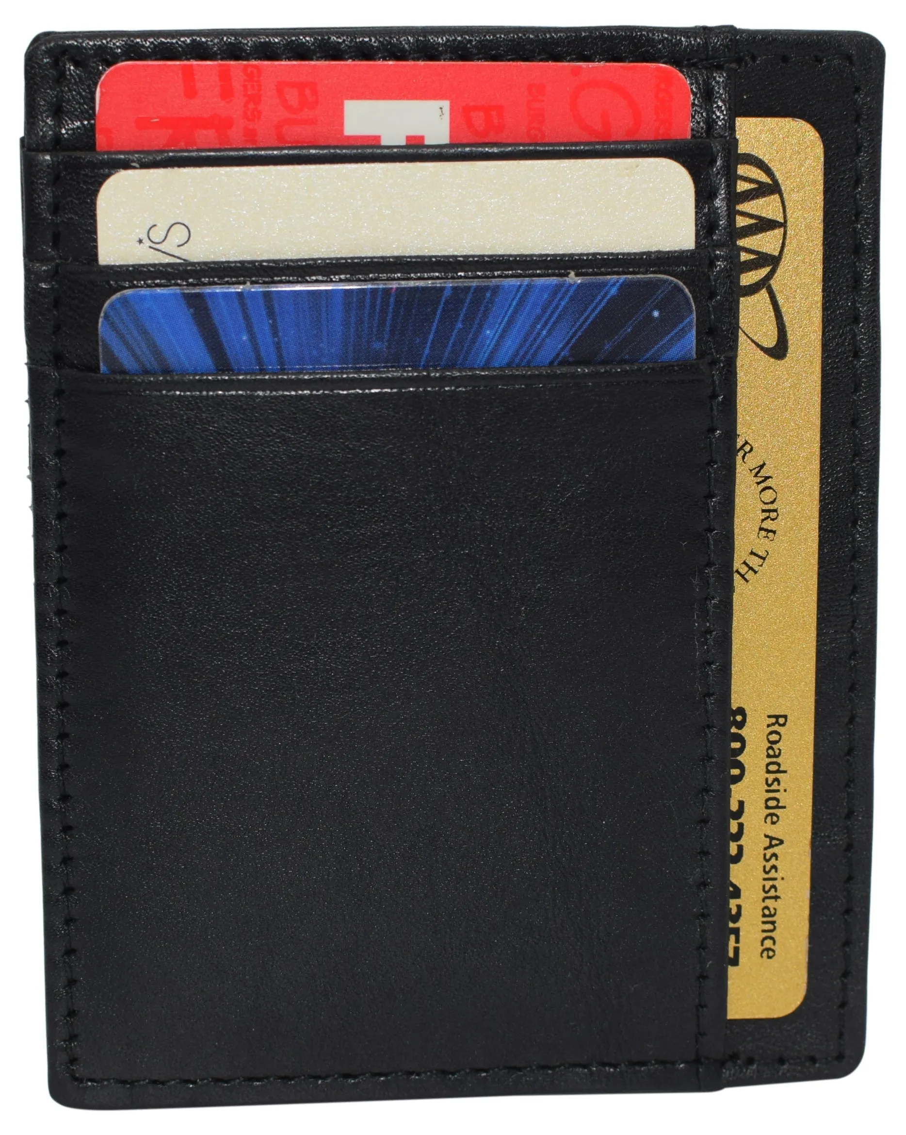 Swiss Marshall RFID Blocking Front Pocket Leather Slim Credit Card Case Holder Wallet