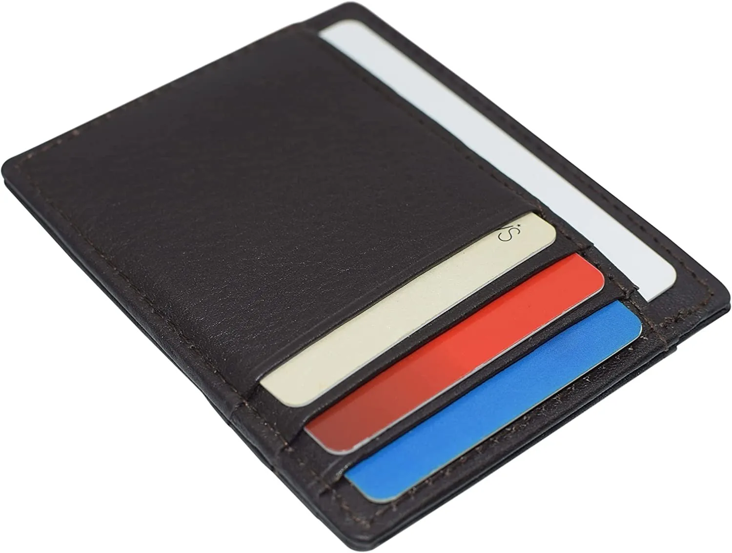 Swiss Marshall RFID Blocking Front Pocket Leather Slim Credit Card Case Holder Wallet