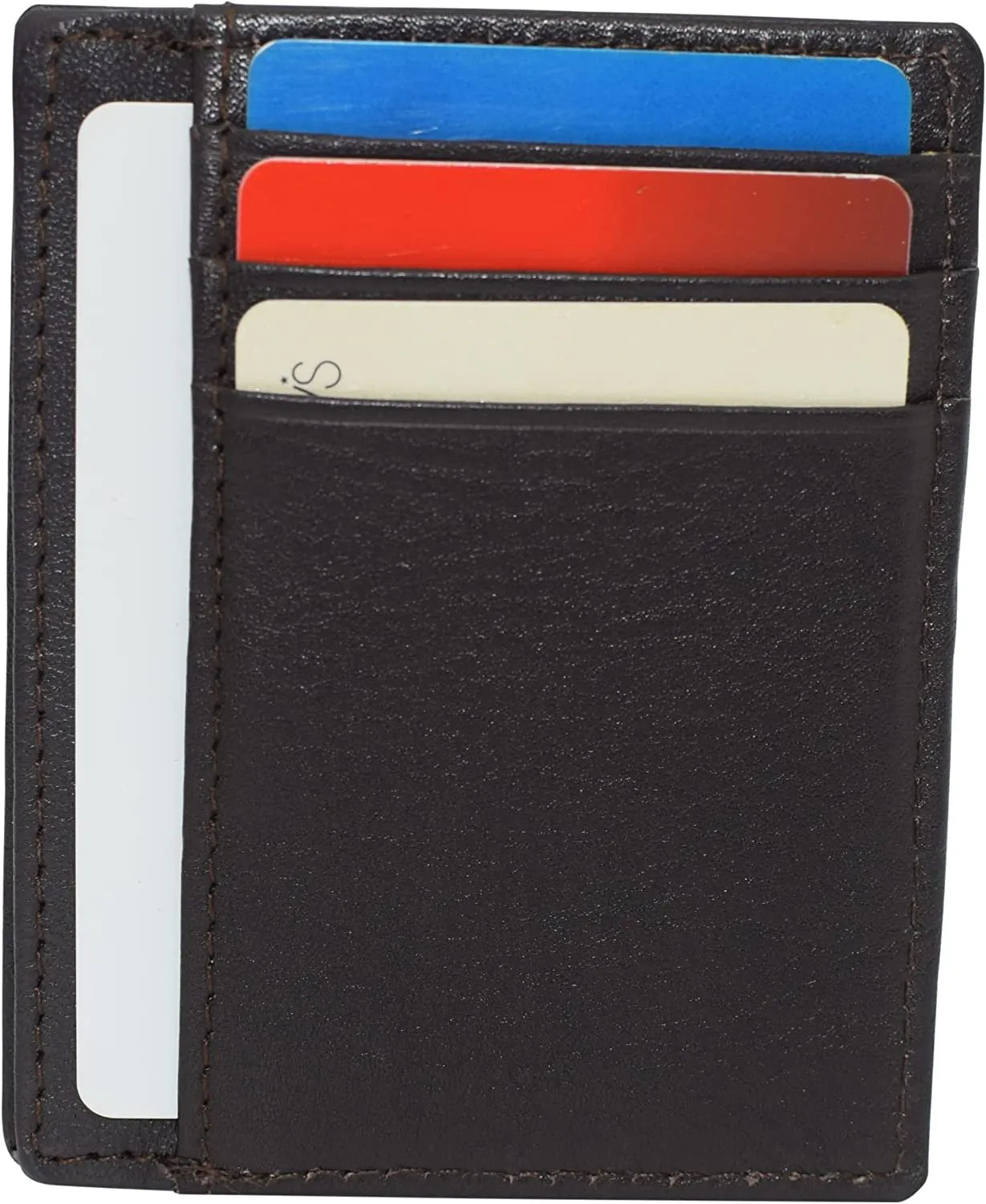 Swiss Marshall RFID Blocking Front Pocket Leather Slim Credit Card Case Holder Wallet