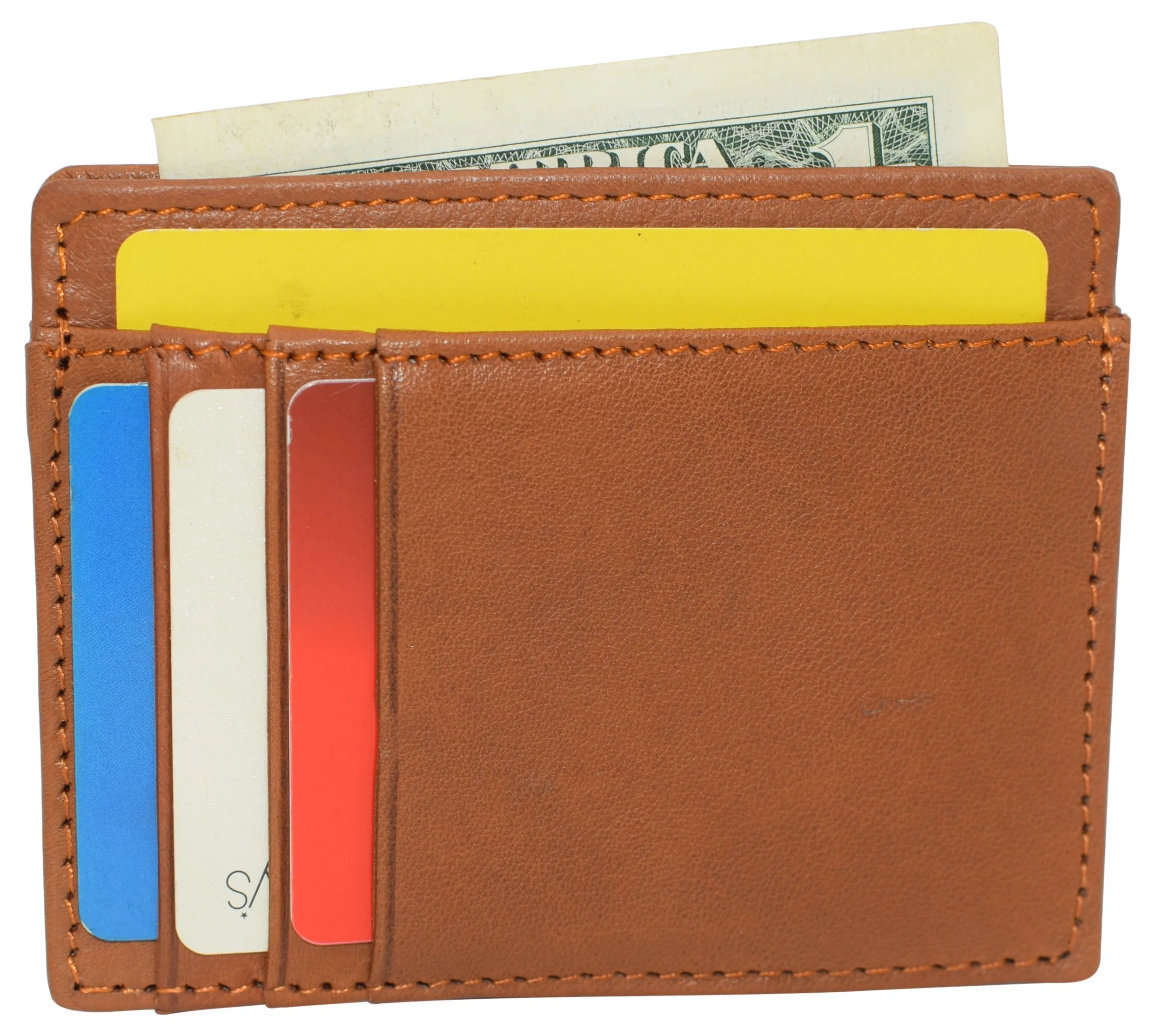 Swiss Marshall RFID Blocking Front Pocket Leather Slim Credit Card Case Holder Wallet