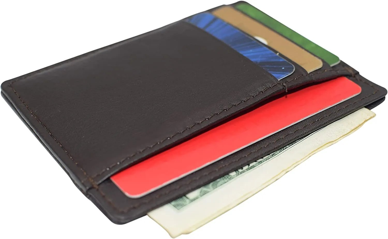 Swiss Marshall RFID Blocking Front Pocket Leather Slim Credit Card Case Holder Wallet