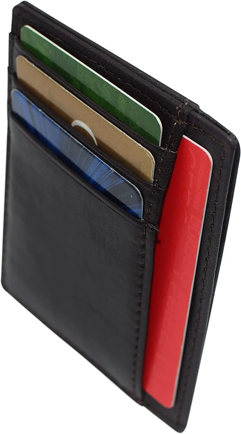 Swiss Marshall RFID Blocking Front Pocket Leather Slim Credit Card Case Holder Wallet