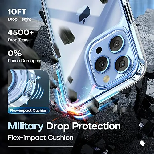 TAURI 5-in-1 for iPhone 13 Pro Case, [Not-Yellowing] with 2 Screen Protector   2 Camera Lens Protector, [Military Grade Protection] Shockproof Slim for iPhone 13 Pro Phone Case 6.1 inch, Clear