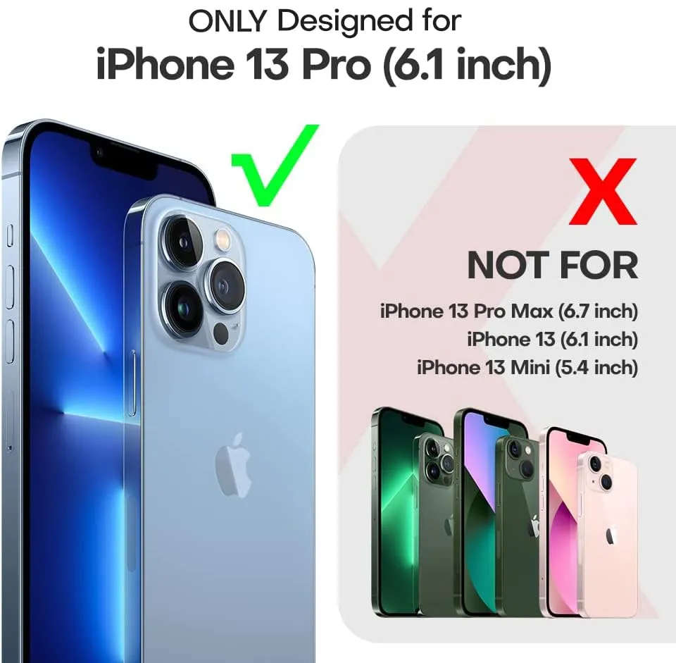 TAURI 5-in-1 for iPhone 13 Pro Case, [Not-Yellowing] with 2 Screen Protector   2 Camera Lens Protector, [Military Grade Protection] Shockproof Slim for iPhone 13 Pro Phone Case 6.1 inch, Clear