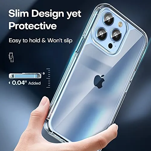 TAURI 5-in-1 for iPhone 13 Pro Case, [Not-Yellowing] with 2 Screen Protector   2 Camera Lens Protector, [Military Grade Protection] Shockproof Slim for iPhone 13 Pro Phone Case 6.1 inch, Clear