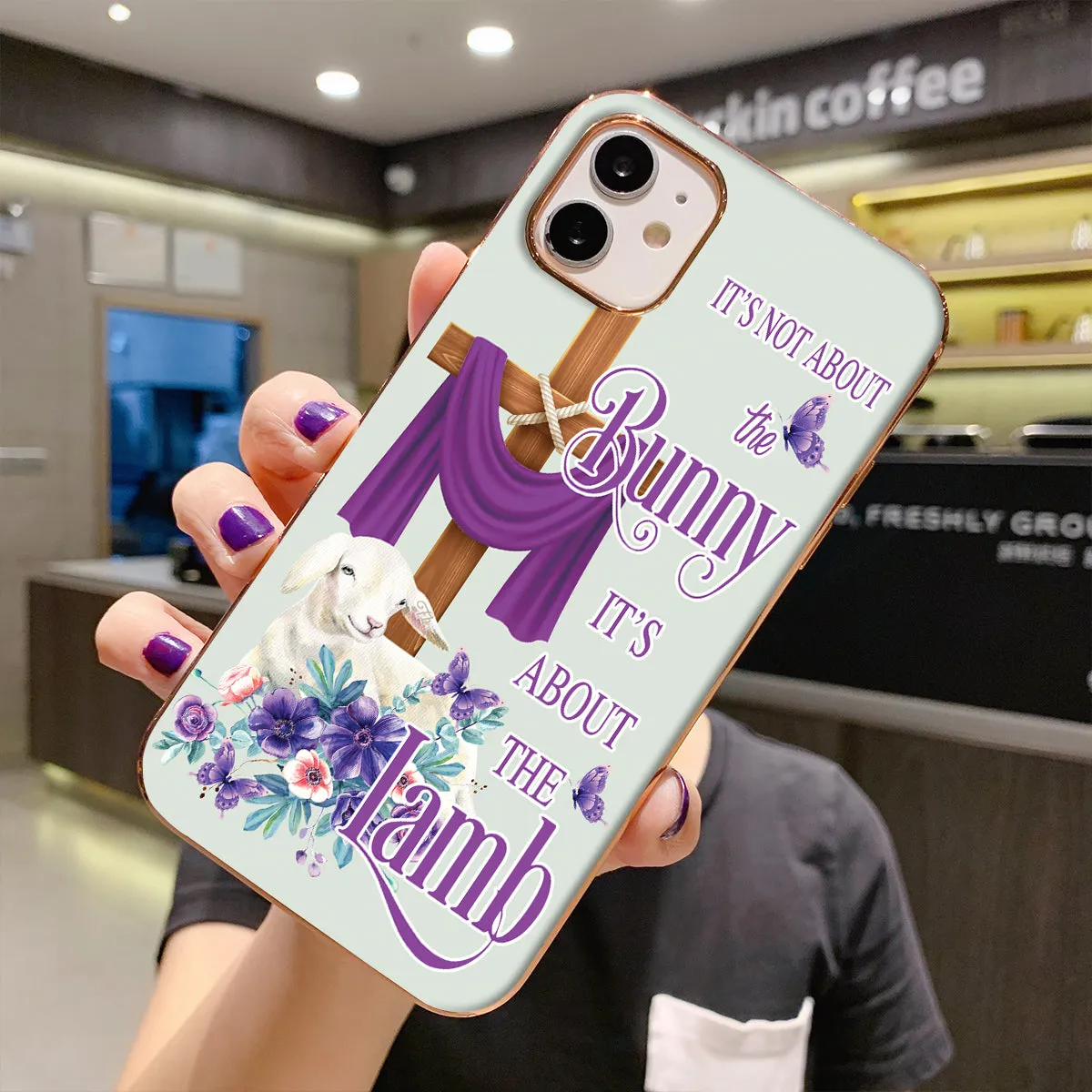 Teesdily | Jesus Cross Lamb Floral Phone Case It's Not About The Bunny It's About The Lamb Phone Cover Easter Day Gifts