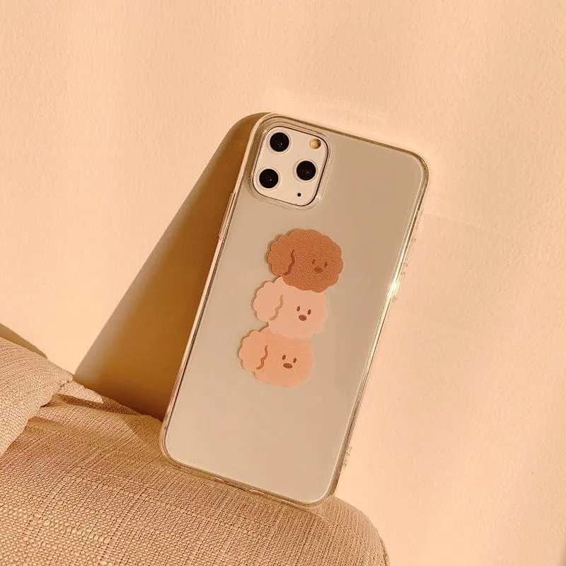 Triple Brown Poodles Clear Phone Case