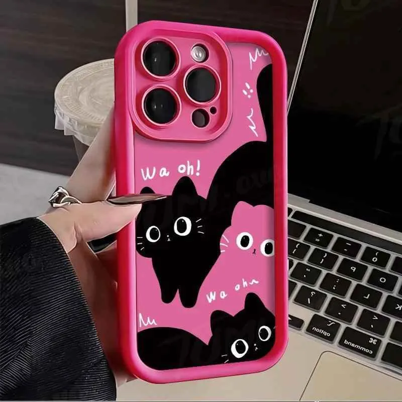 TSP187 Cute Phone Cases For iPhone 14, 13, 12, 11, 15 Pro Max, XS Max, XR, X, 8, 7 Plus, and SE - Fat Cats Pattern - Bumper Cover