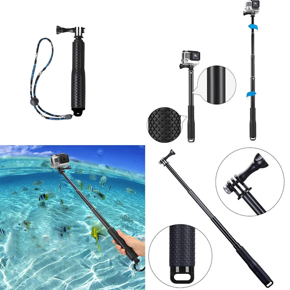 US 1-2 Pcs 36'' Selfie Stick Hand Grip Kit Extension Pole for GoPro Sport Camera