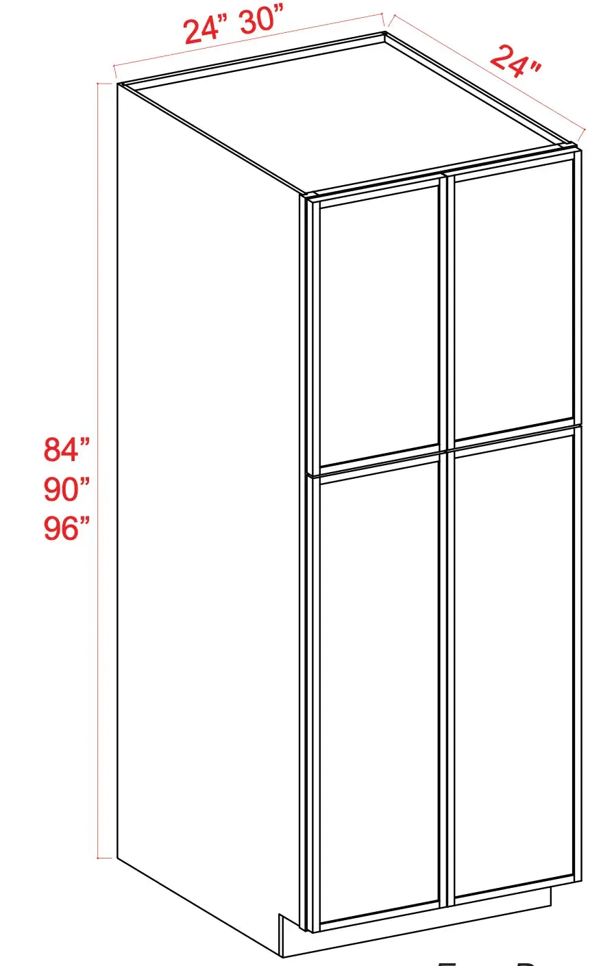 Utility Pantry Cabinet 24"-30" - Shaker Slim