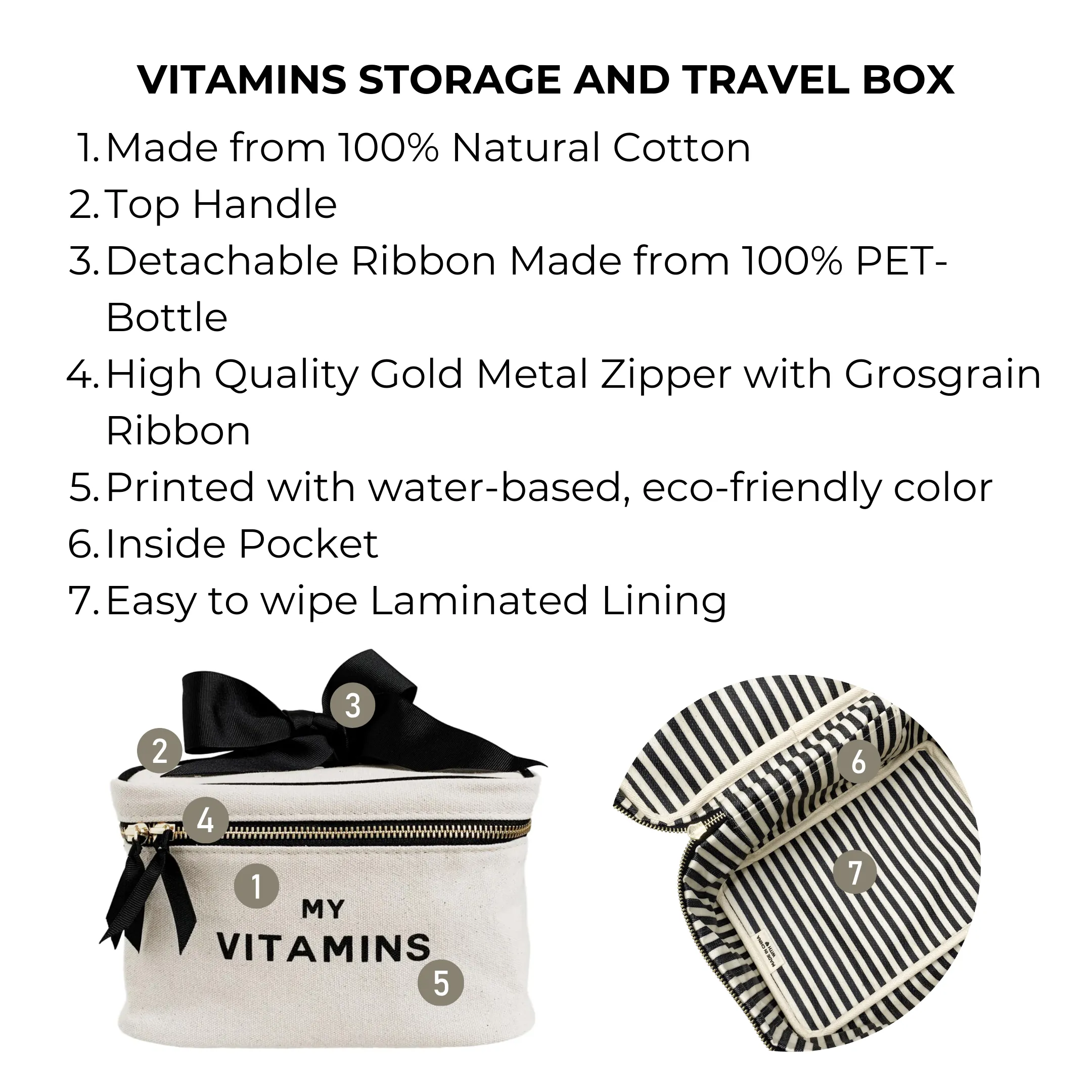 Vitamins Storage and Travel Box, Cream