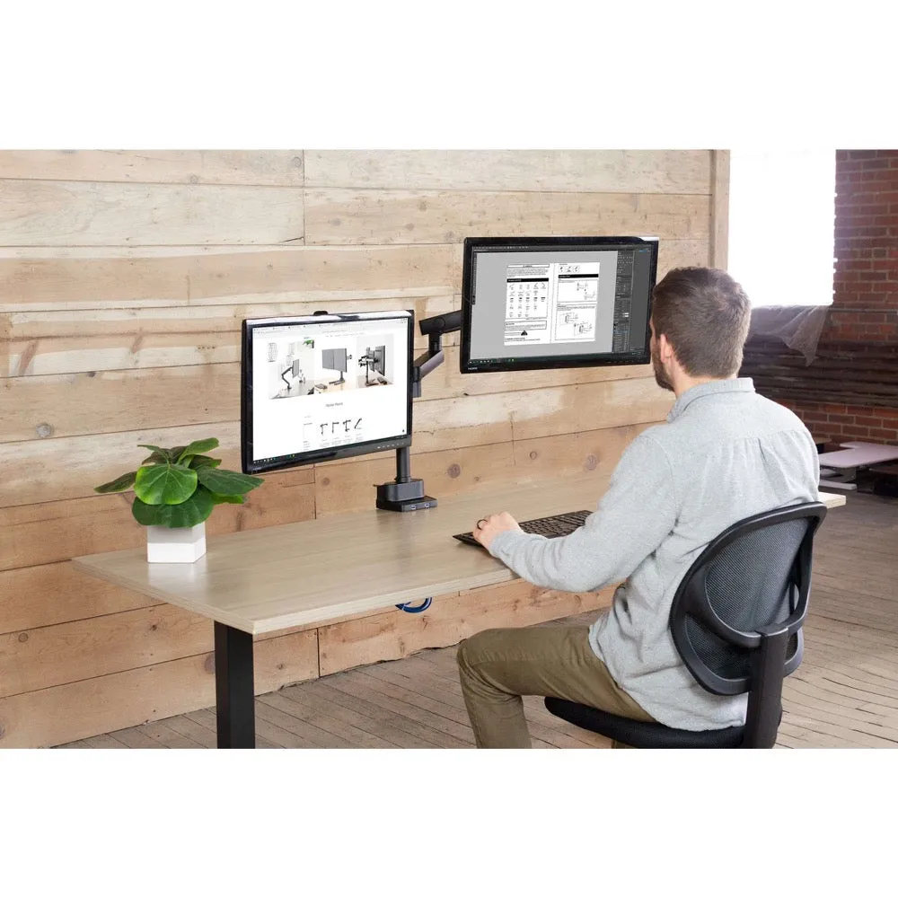 VIVO Pneumatic Arm Dual Monitor Desk Mount with USB for monitors up to 32", STAND-V102BDU