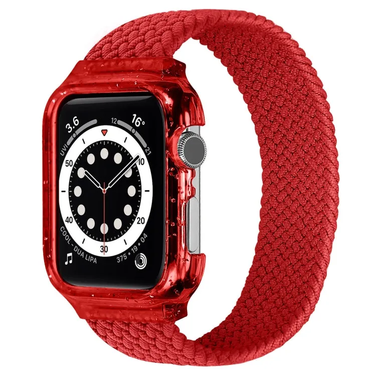 Weave Wrist Strap Watch Bands with Frame For Apple Watch Series 9&8&7 41mm / SE 3&SE 2&6&SE&5&4 40mm / 3&2&1 38mm, Length:155mm(Red)