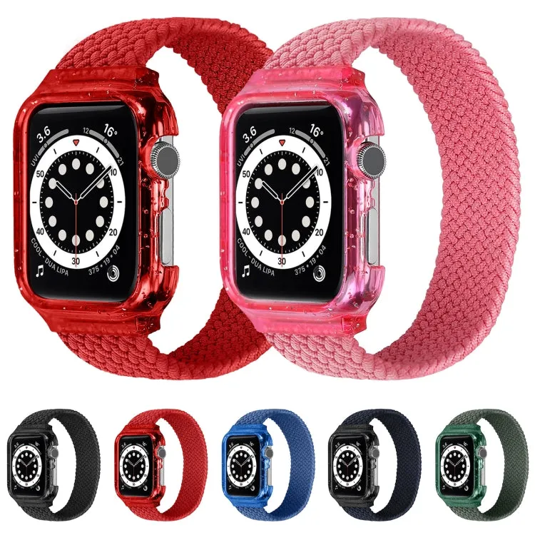 Weave Wrist Strap Watch Bands with Frame For Apple Watch Series 9&8&7 41mm / SE 3&SE 2&6&SE&5&4 40mm / 3&2&1 38mm, Length:155mm(Red)