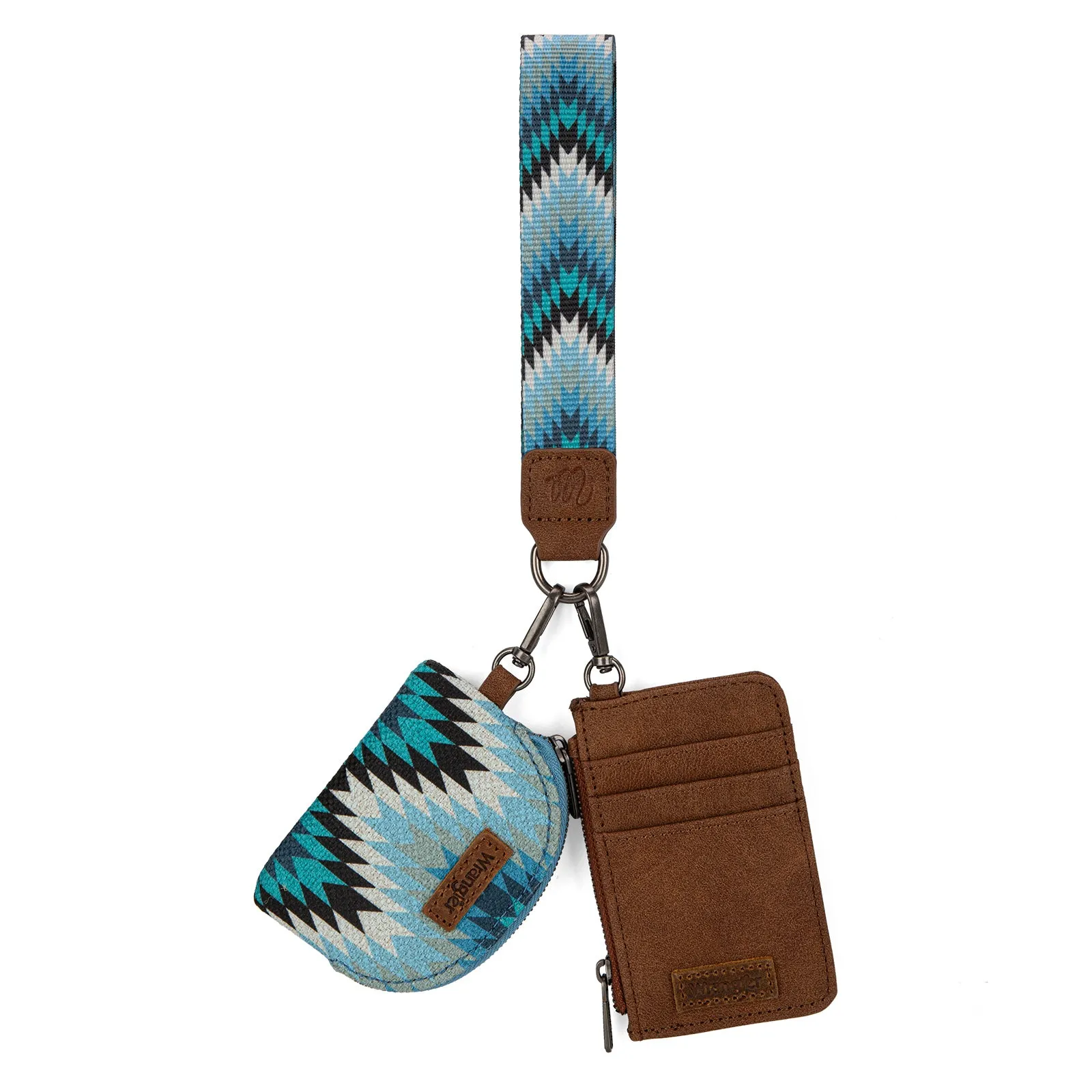 WG2211-W0051  Wrangler Southwestern Art Print Dual Pouch Wristlet -Jean