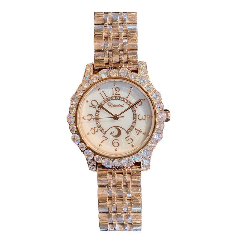 Women's Watch Full Of Rhinestone Frame large dial stainless steel strap elegant watch