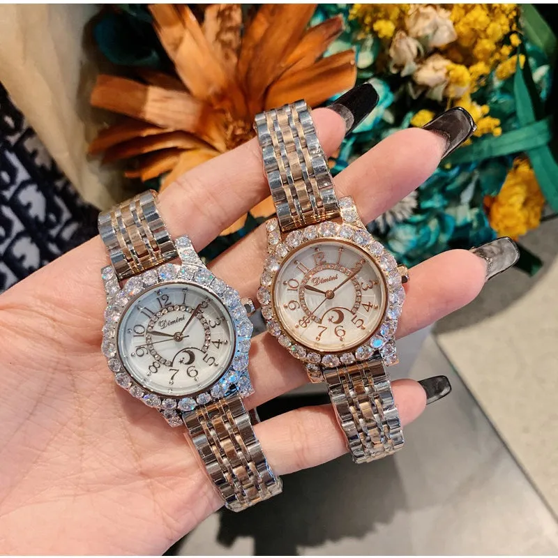 Women's Watch Full Of Rhinestone Frame large dial stainless steel strap elegant watch