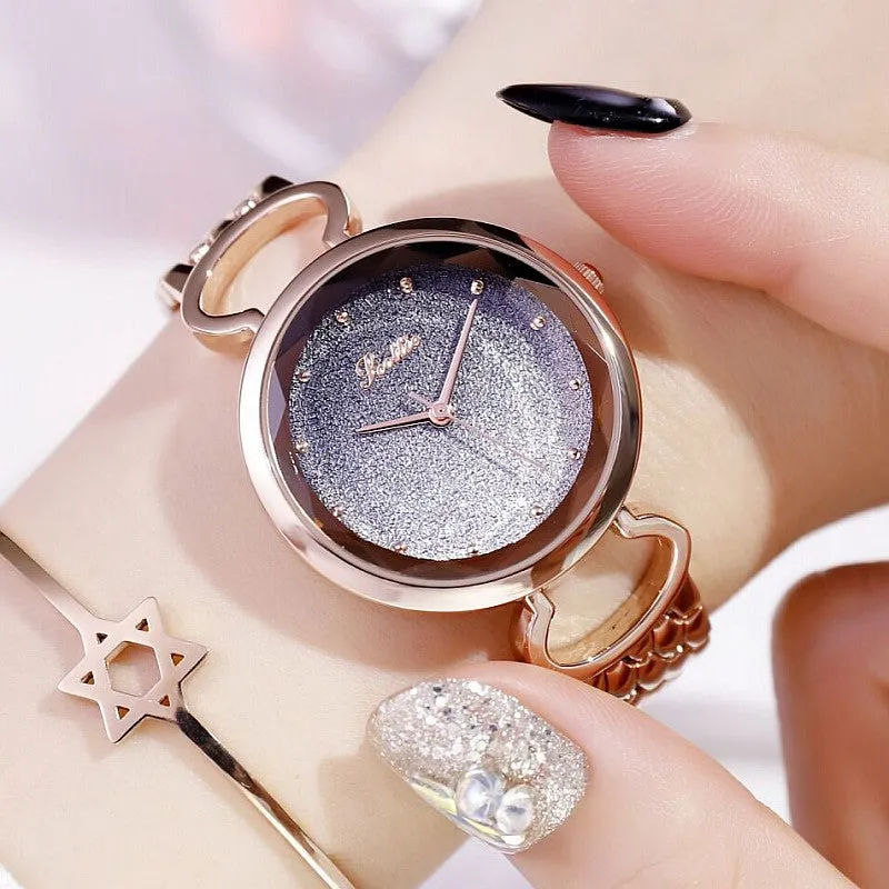 Women's Watch Round Diamond Gradient Dial Bracelet Simple Watch