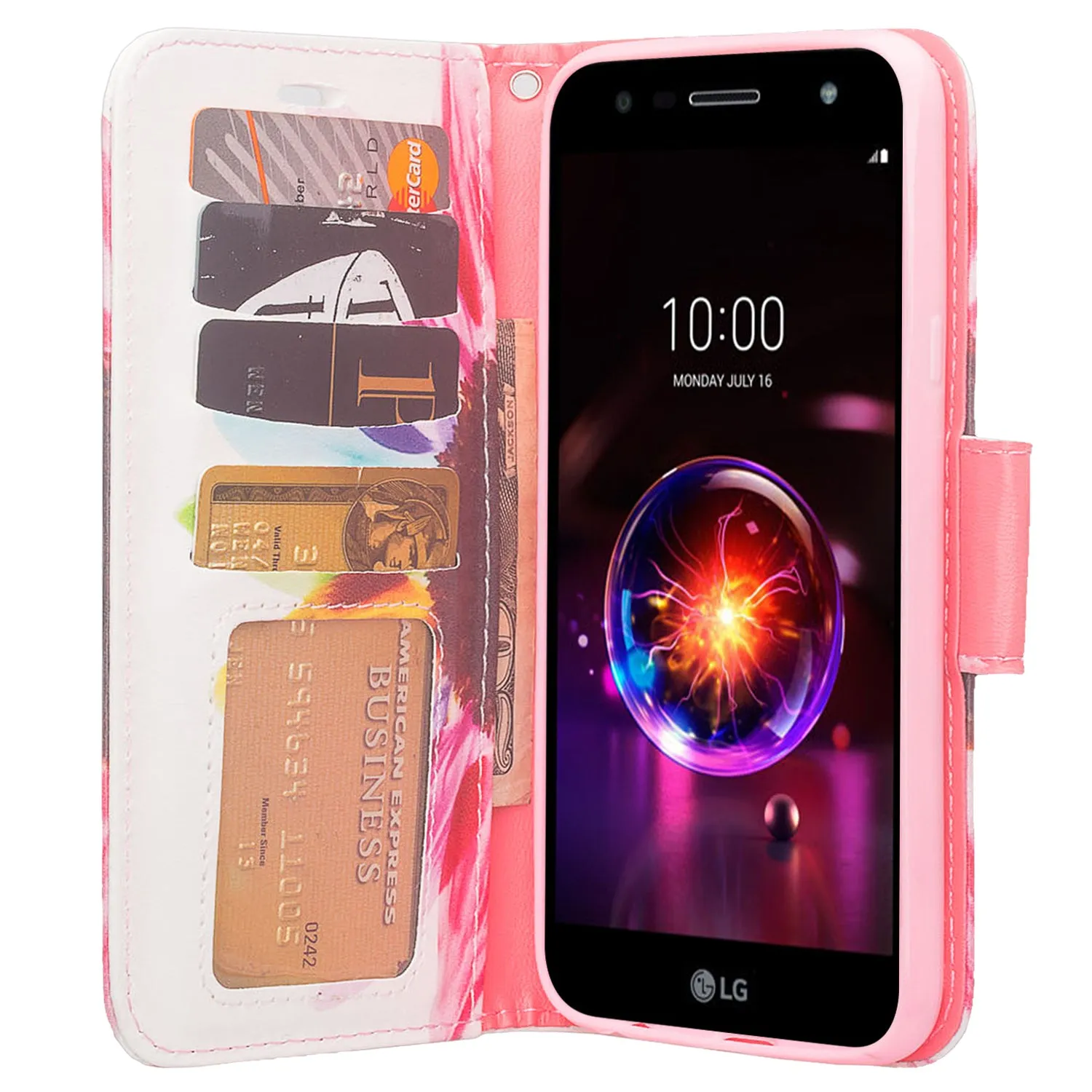 X Power 3 Case, LG X Power 3, Wrist Strap Leather Wallet Case [Kickstand] with Credit Card Slots - Vivid Sunflower