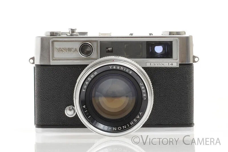 Yashica Lynx-14 Chrome 35mm Rangefinder Camera w/ 45mm f1.4 Lens -Parts, Fungus-