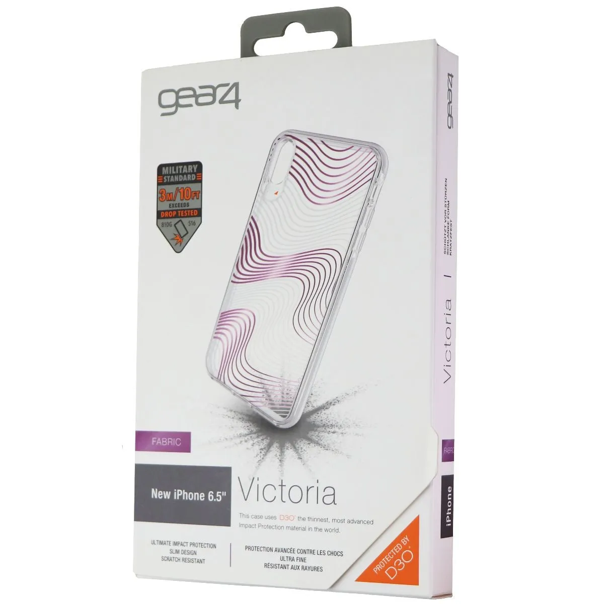 ZAGG Victoria Case for Apple iPhone Xs Max - Clear / Purple Fabric Waves