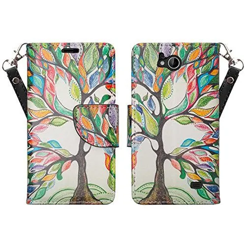 ZTE Majesty Pro, Majesty Pro Plus, Tempo Cover, Pu Leather Magnetic Fold[Kickstand] Wallet Case with ID & Card Slots - Vibrant Tree